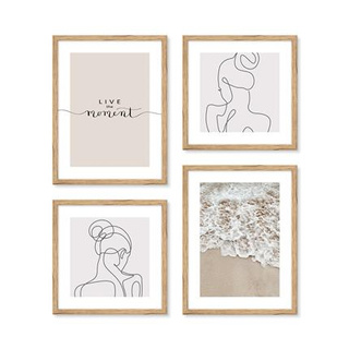 Zestaw obrazów w ramie z dekorem drewna 2x 30x30 i 2x 30x40