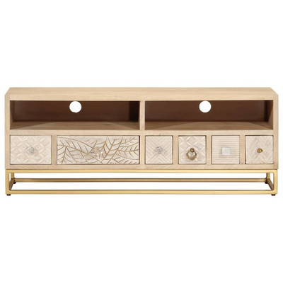 Szafka pod TV, 110x30x40 cm, lite drewno mango i żelazo vidaXL