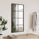 vidaXL Lustro ścienne, czarne, 40x80 cm, prostokątne, żelazo