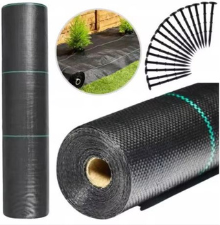 Agrotkanina Czarna 1100cm x 50m UV 135g Antychwastowa Agrowłóknina + Kotwy