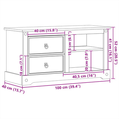 vidaXL Szafka pod TV Corona, 100x40x52 cm, lite drewno sosnowe