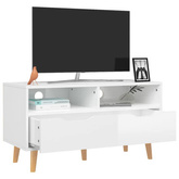vidaXL Szafka pod TV, biała, wysoki połysk, 90x40x48,5 cm