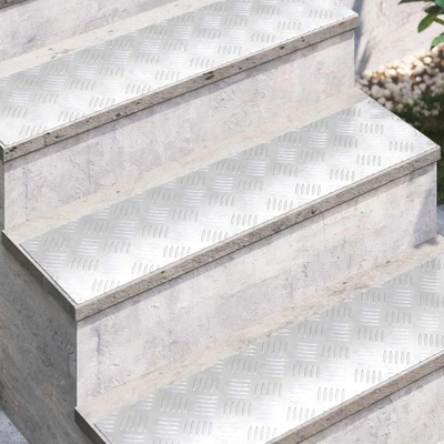 Stopień Prostokątny 2 pcs Srebrny 80 x 20 cm Aluminium