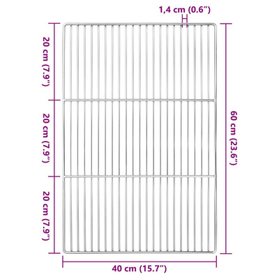 Ruszt grillowy Srebrny 60 x 40 cm Stal nierdzewna