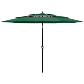 3-poziomowy parasol na aluminiowym słupku, zielony, 3 m