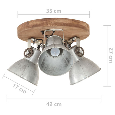 Industrialna lampa wisząca, 25 W, srebrna, 42x27 cm, E27