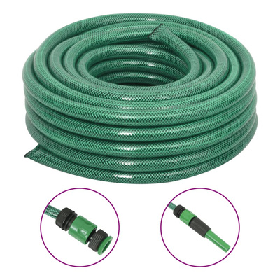 Wąż ogrodowy z zestawem złączek, zielony, 0,9", 50 m, PVC