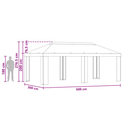 Pokrycie altany 6 x 3 m niebieski Poliester 190 gsm