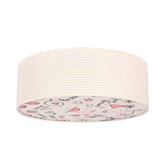 KIDDY lampa sufitowa 38 cm biały 2x40W E27 abażur paski beżowe