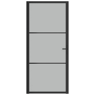 vidaXL Drzwi wewnętrzne, 93x201,5 cm, czarne, matowe szkło i aluminium