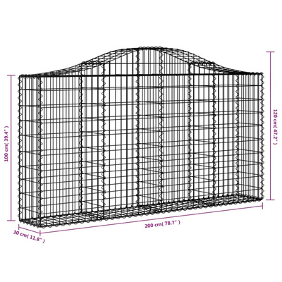 Kosze gabionowe, 20 szt, 200x30x100/120cm, galwanizowane żelazo