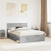 Ramka łóżka Betonowy 140 x 190 cm Lite drewno sosnowe