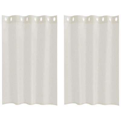 Firany Voile z zasłonami 2 pcs Kremowy 140 x 140 cm Poliester