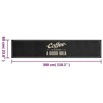 vidaXL Dywanik kuchenny z napisem Coffee, 60x300 cm, aksamitny