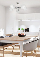 Elegancka, nowoczesna pięcioramienna lampa sufitowa chrom z biały Candellux Raul 35-72269