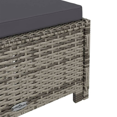 vidaXL Leżak ogrodowy z ciemnoszarą poduszką, polirattan, szary