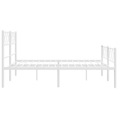 Metalowa rama łóżka z wezgłowiem i zanóżkiem, biała, 135x190 cm