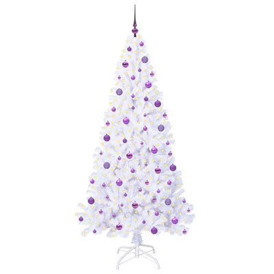 Sztuczna choinka z 300 diodami LED Biały 210 cm PVC i stal