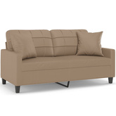 2-osobowa sofa z poduszkami, cappuccino, 140 cm, sztuczna skóra