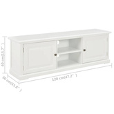 vidaXL Szafka pod TV, biała, 120 x 30 x 40 cm, drewniana