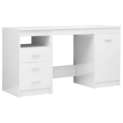 vidaXL Biurko, białe z połyskiem 140x50x76 cm, materiał drewnopochodny