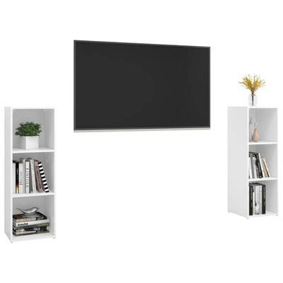 vidaXL Szafki telewizyjne, 2 szt., białe, wysoki połysk, 107x35x37 cm