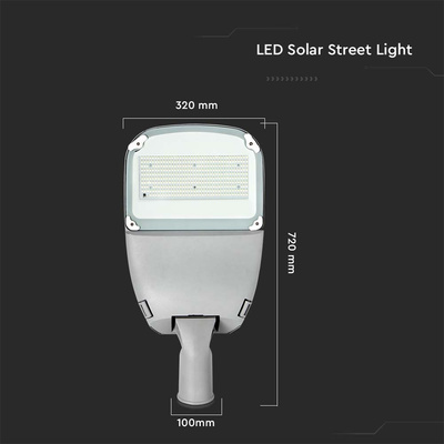 50W Lampa uliczna solarna / Barwa:6000K / Obudowa: Srebrna