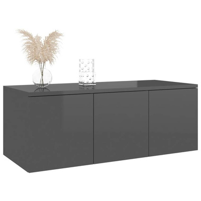 vidaXL Szafka pod TV, szara, wysoki połysk, 80x34x30 cm