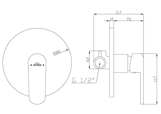 Podtynkowa bateria natryskowa 1-funkcyjna Siros czarna  Invena