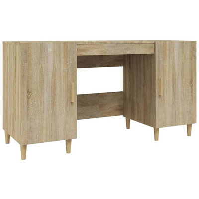 vidaXL Biurko, dąb sonoma, 140x50x75 cm, materiał drewnopochodny wariant 8