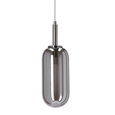 Lampa wisząca FIUGGI srebrna - ze szklanym z podłużnym kloszem – nowoczesna lampa LED nad stół