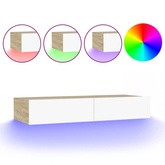 vidaXL Szafka pod TV z LED, biel i dąb sonoma, 90x35x15,5 cm