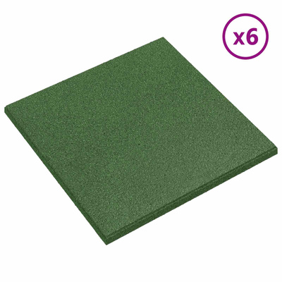 Płytki ochronne przed upadkiem 6 pcs zielony 50 x 50 cm Guma