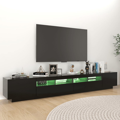 Szafka pod TV z oświetleniem LED, czarna, 260x35x40 cm