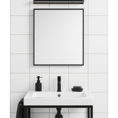 Kinkiet nad lustro srebrny Abigali Mirror 4000K  60cm czarny