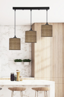 Lampa wisząca z abażurami Legno rattanowy orzechowy potrójna nad stół