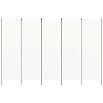 Parawan 5-panelowy, biały, 250 x 180 cm