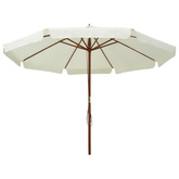 Parasol ogrodowy na drewnianym słupku, 330 cm, piaskowa biel