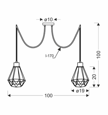 Lampa wisząca czarno-złota 2 Primo P 32-00286
