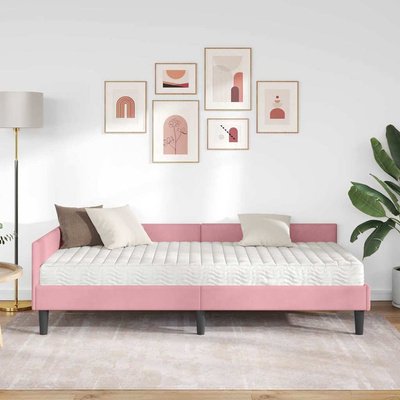 Rama Łóżka Narożnego z Materacem 2 szt. różowy 90 x 200 cm