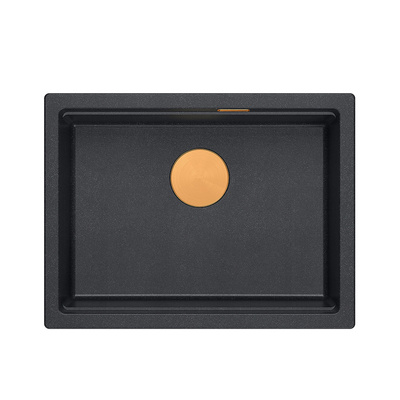 LOGAN 100 GraniteQ zlewozmywak black diamond 59,5x45,1x21,5 cm 1-komorowy wpuszczany z syfonem manualnym miedziany