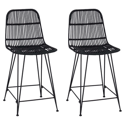 Stołek barowy 2 szt. Czarny 44 x 54 x 96 cm Rattan i Stal