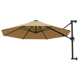 Parasol ścienny na metalowym słupku, 300 cm, kolor taupe