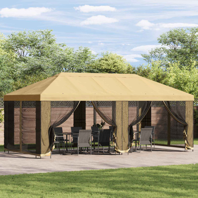 Altana z bokami 6 x 3 m kremowy Poliester i Stal 190