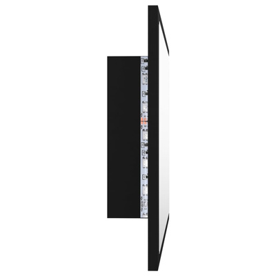 vidaXL Lustro łazienkowe z LED, czarne, 60x8,5x37 cm, akryl