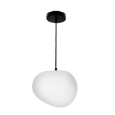 Lampa wisząca STONES 25 cm w stylu Japandi - z białym akrylowym kloszem inspirowanym kamieniem - minimalistyczne oświetlenie sufitowe do salonu E27
