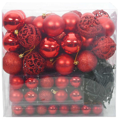 Zestaw Bombek Choinkowych z 300 diodami LED 120 pcs Czerwony