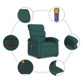 vidaXL Podnoszony fotel masujący, elektryczny, rozkładany, zielony