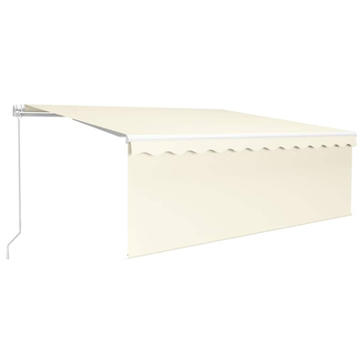 vidaXL Ręcznie zwijana markiza z zasłoną i LED, 4x3 m, kremowa