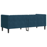 Sofa Chesterfield z wałkami, trzyosobowa, niebieska, aksamit